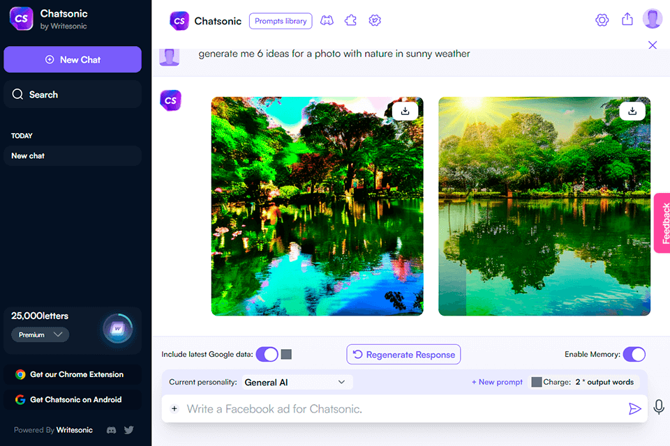 chatsonic generative ai tool interface