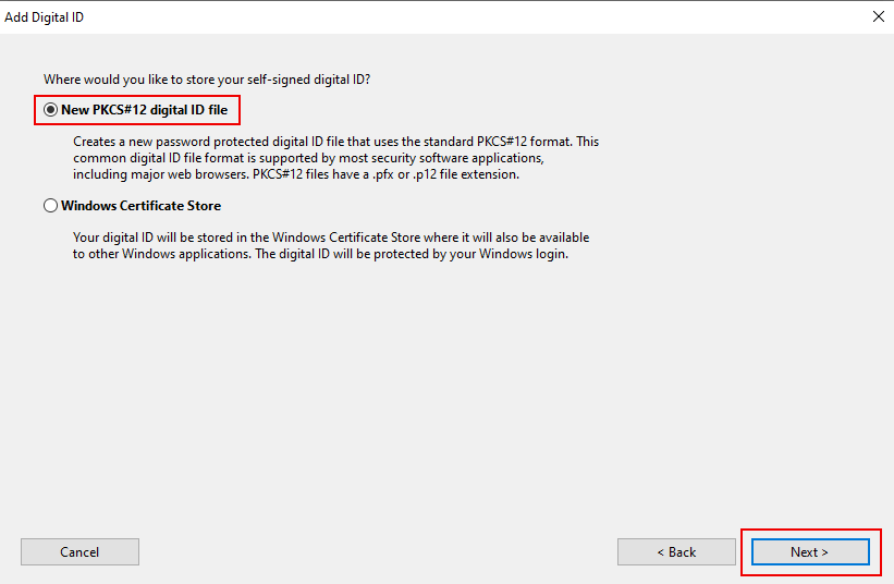 اختر مساحة تخزين لإضافة توقيع إلى pdf باستخدام adobe acrobatpro