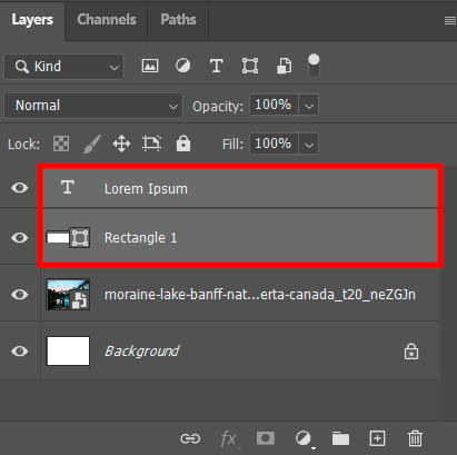 choose layers to highlight text in photoshop