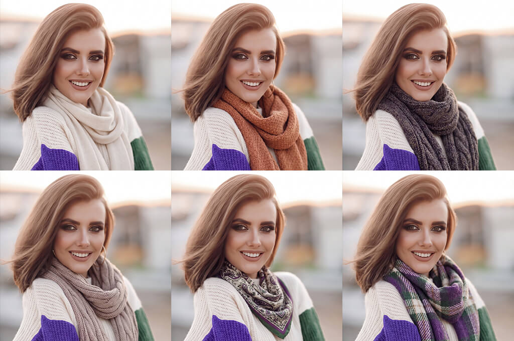 choose scarf for outfit in photo