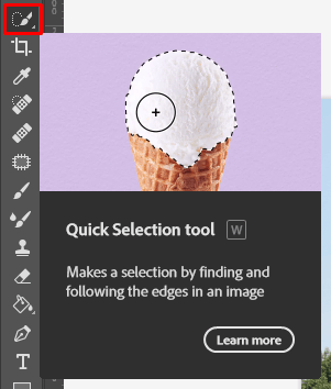 choose the quick selection tool to turn day into night in photoshop