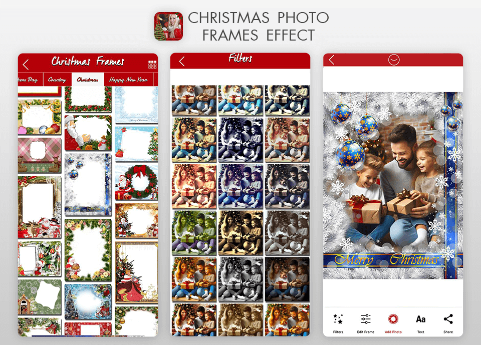 christmas picture frame app christmas photo frames effect