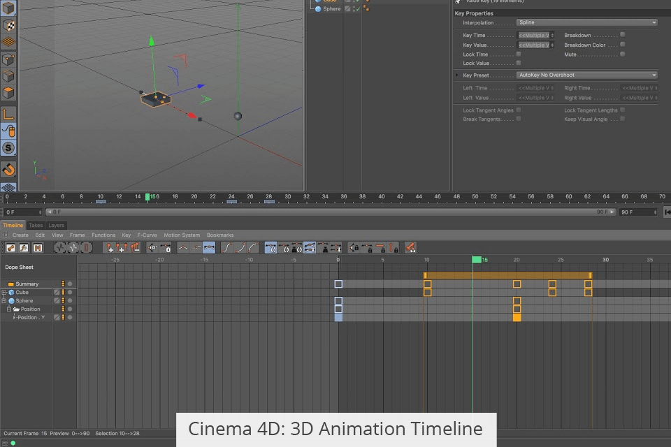 الجدول الزمني للسينما 4d