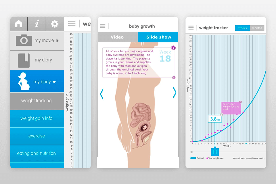 cinemama app for pregnancy photos interface