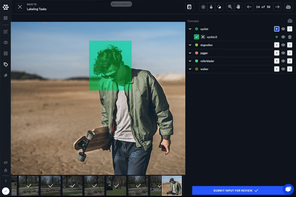 clarifai facial recognition software interface