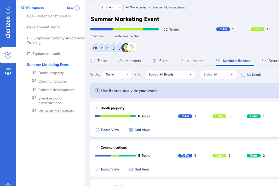clarizen agile project management software interface