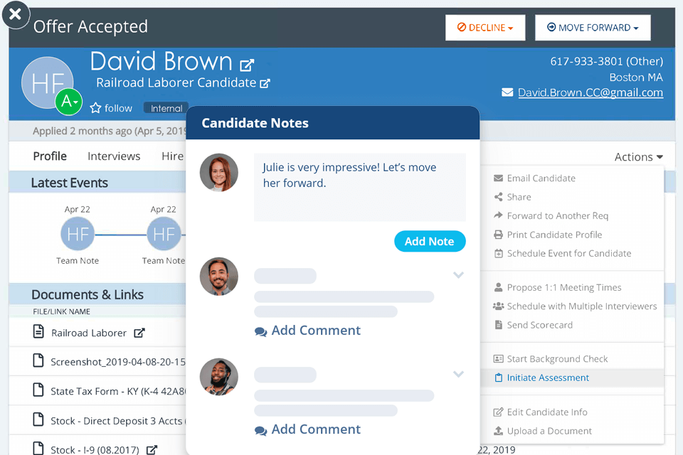 clearcompany recruitment software interface