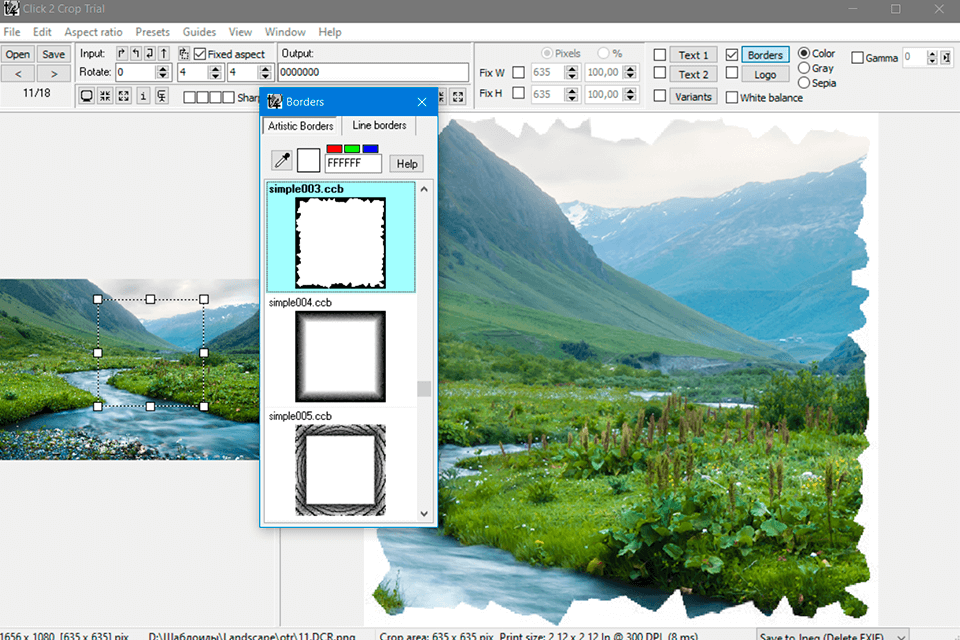 click 2 crop borders