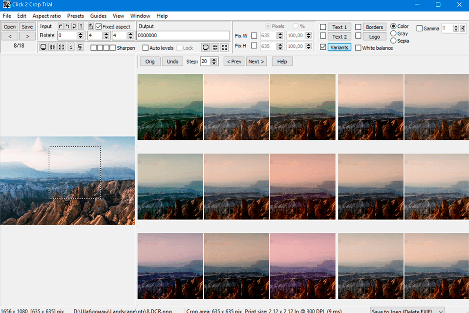click 2 crop color correction