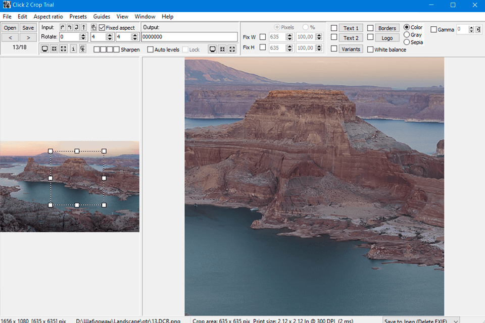 click 2 crop resizing