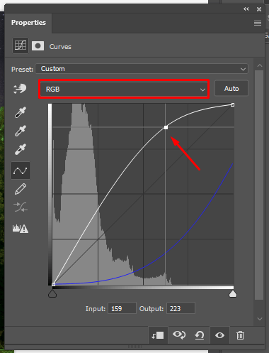click on rgb to turn day into night in photoshop