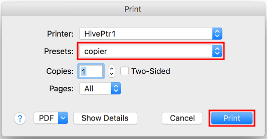 click print pdf document on mac