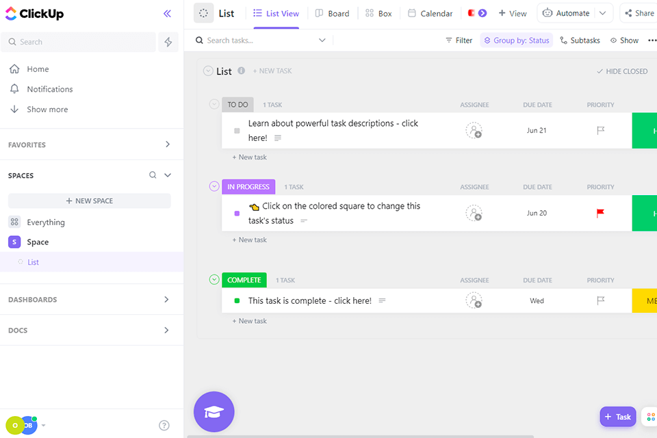 clickupinterface do criador de agendamento gratuito