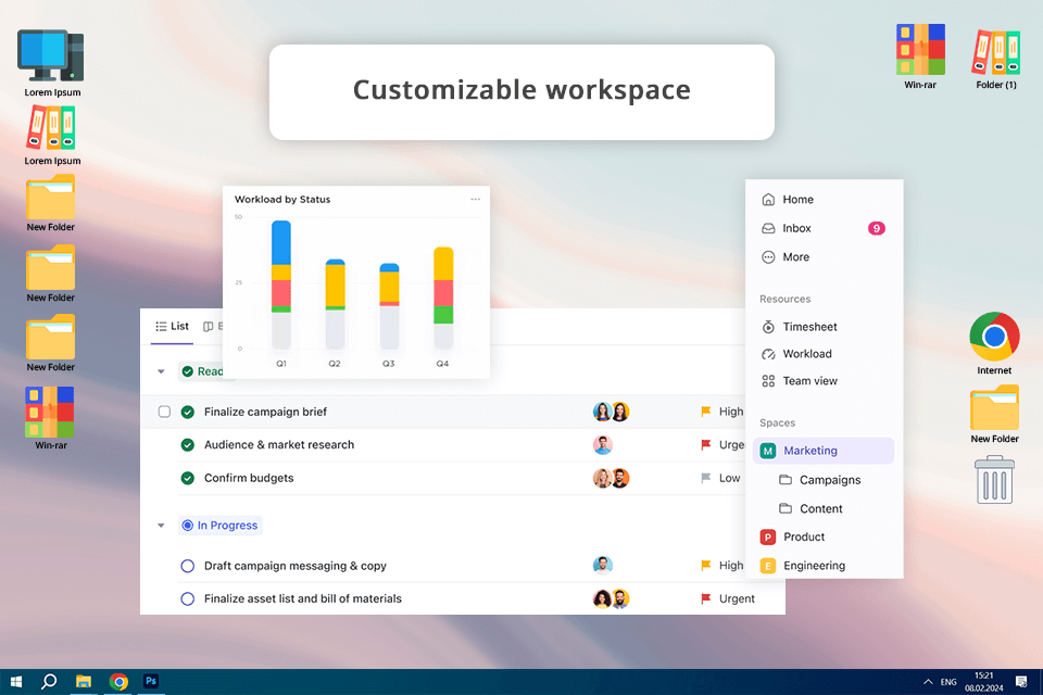 clickup project management software for video production interface