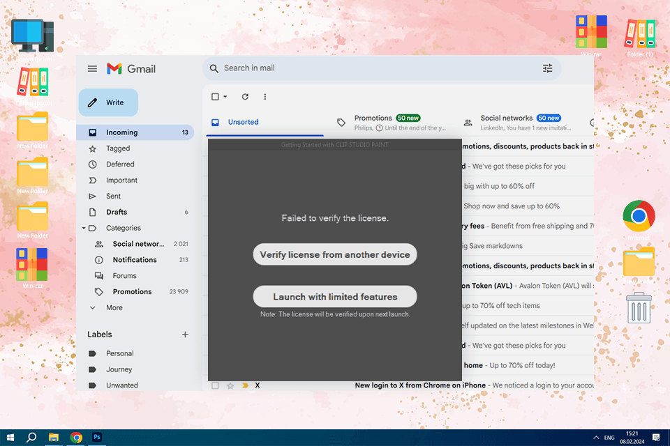 clip studio paint failed to verify the license