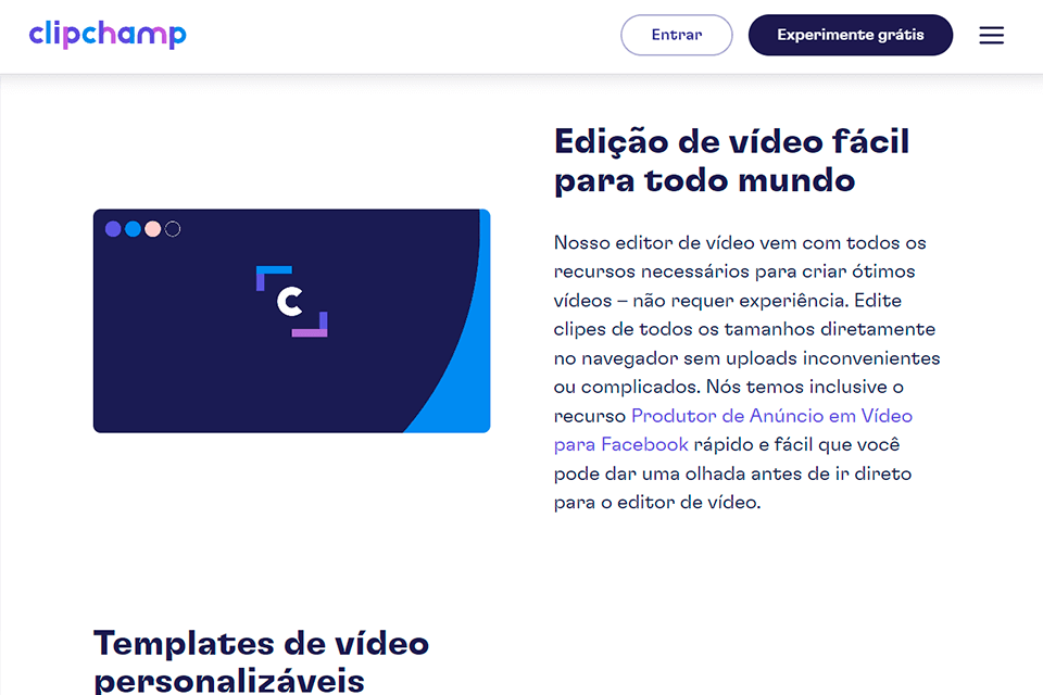 funções de edição de vídeo clipchamp
