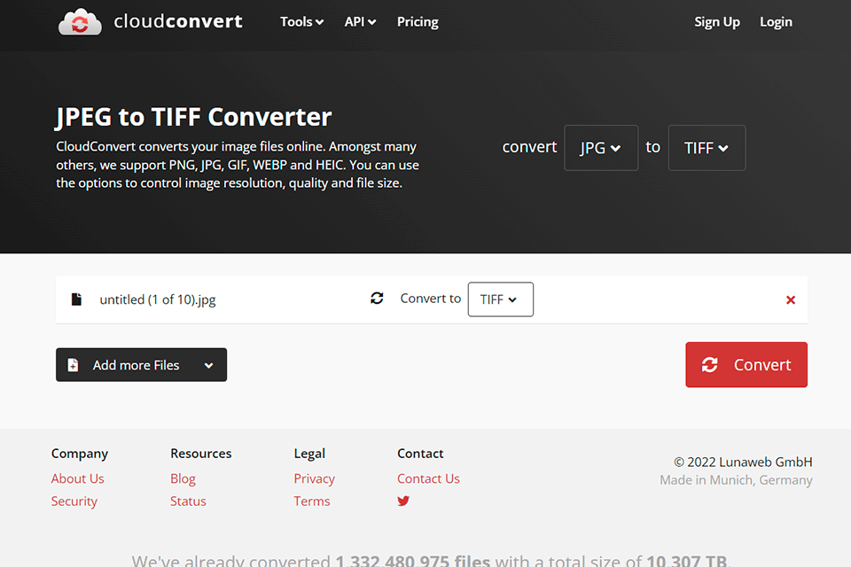 cloudconvert jpg to tiff converter interface