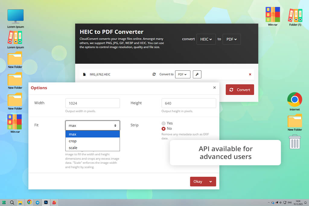 cloudconvert software interface