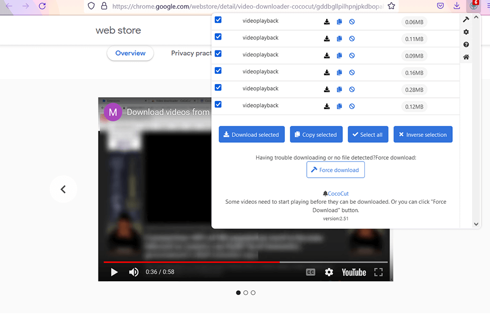 cococut video downloader for firefox interface