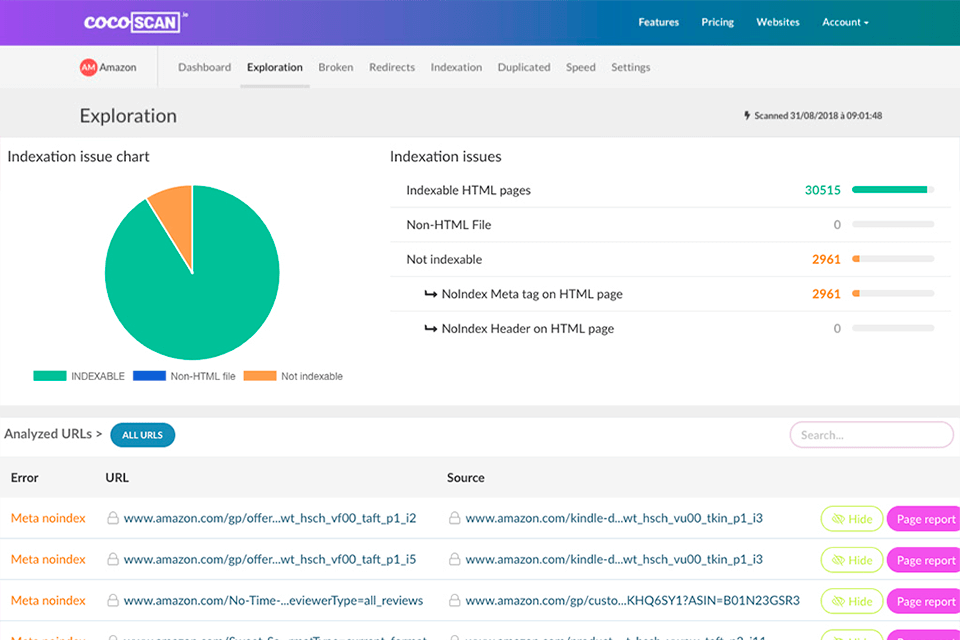 cocoscan инструмент для сканирования сайта интерфейс