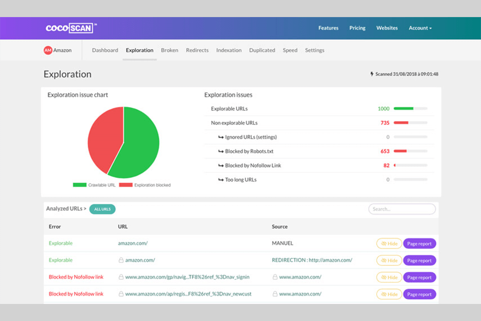cocoscan web crawler tool interface