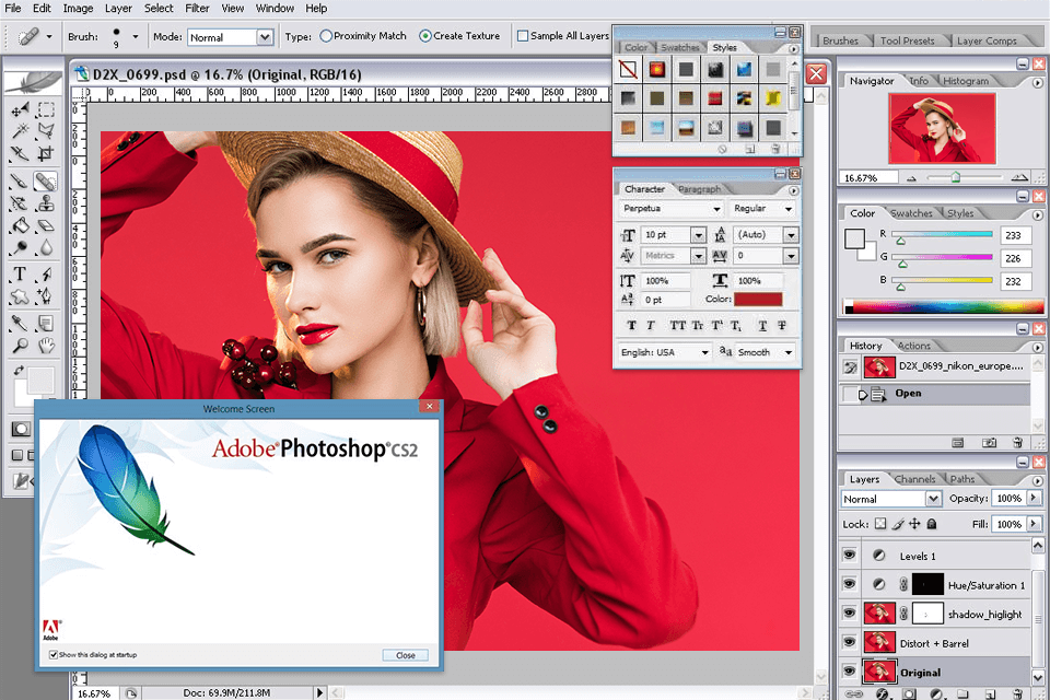 interface photoshop cs2