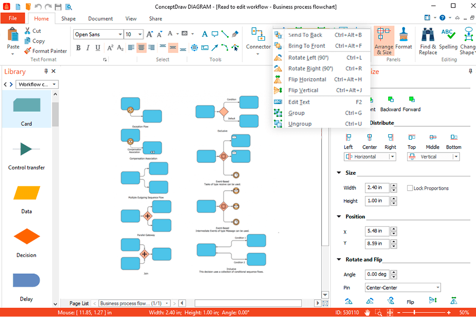 conceptdraw pro network diagram software interface