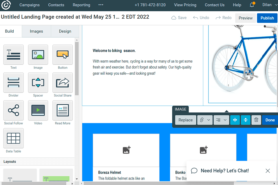 constant contact واجهة برنامج الرسائل الإخبارية