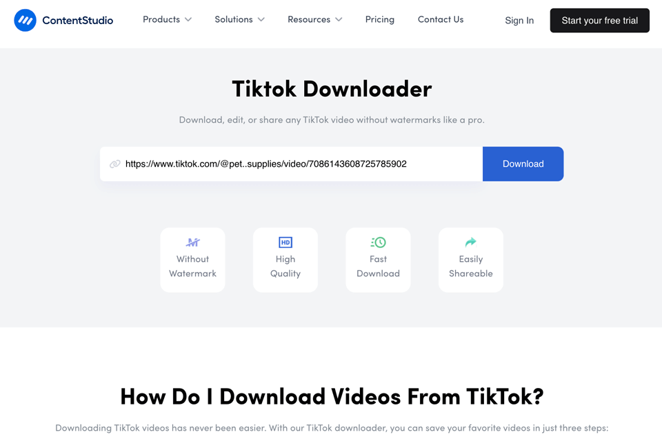 content studio tiktok video downloader