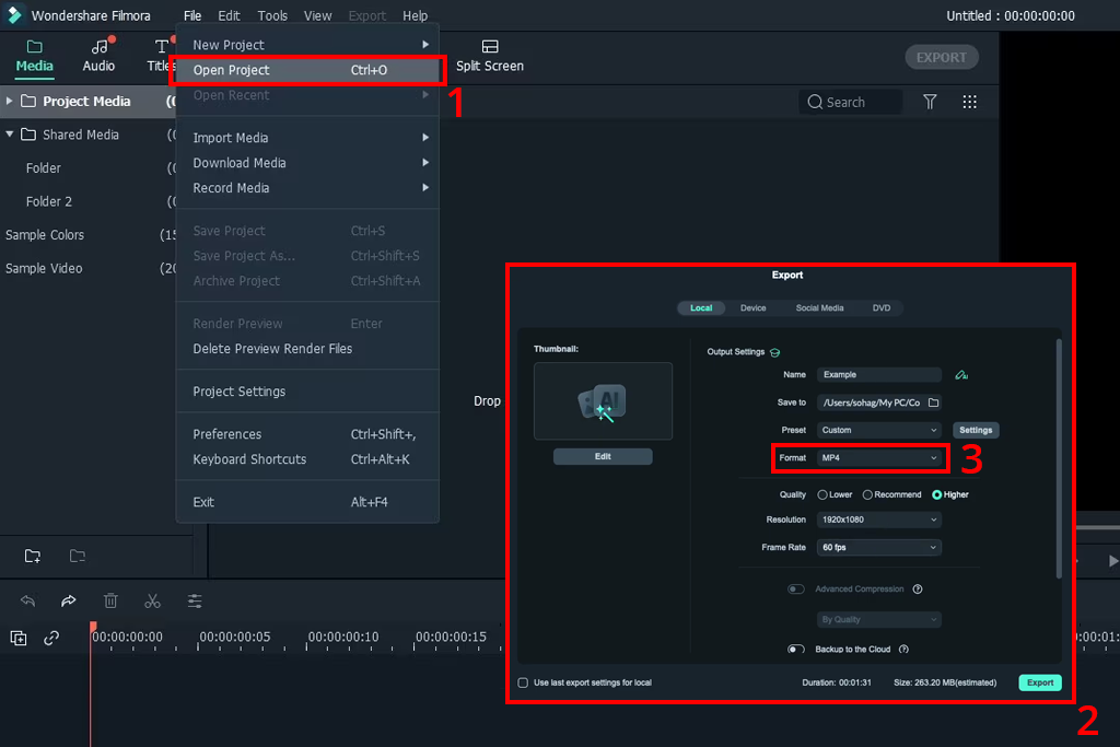 convert wfp to mp4 in filmora