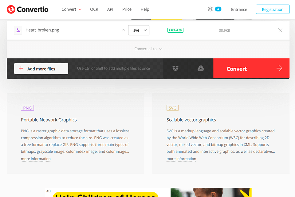 convertio jpg to svg converter interface