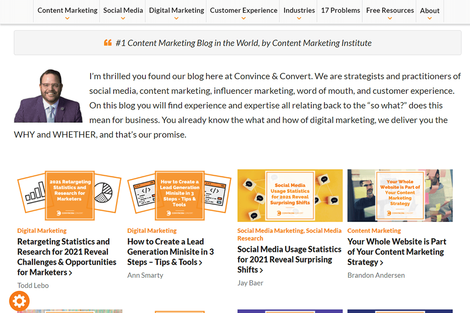 convince & convert dijital pazarlama blog arayüzünü dönüştürün