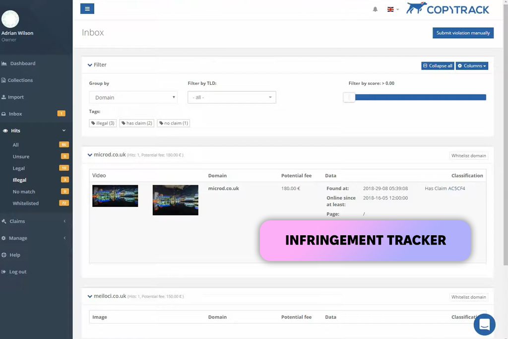 copytrack infringement detector