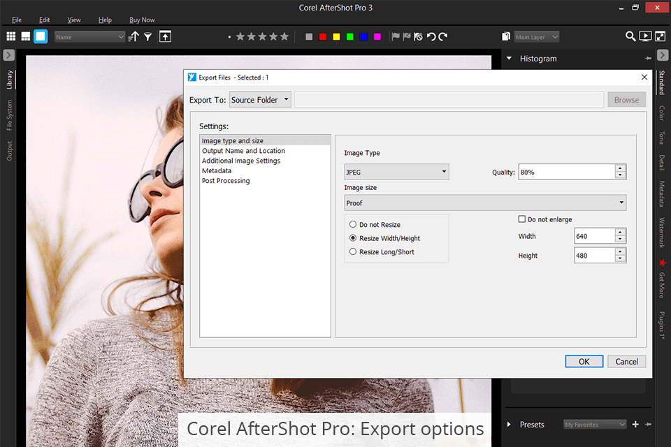 corel aftershot pro export
