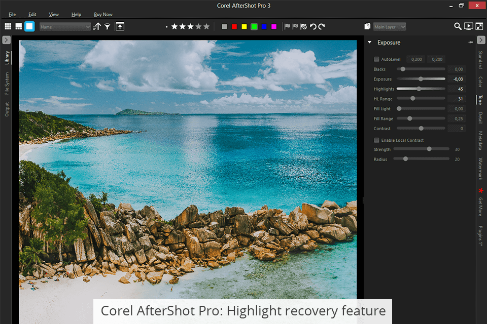 corel aftershot pro highlight recovery