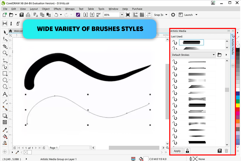 corel draw x8 interface