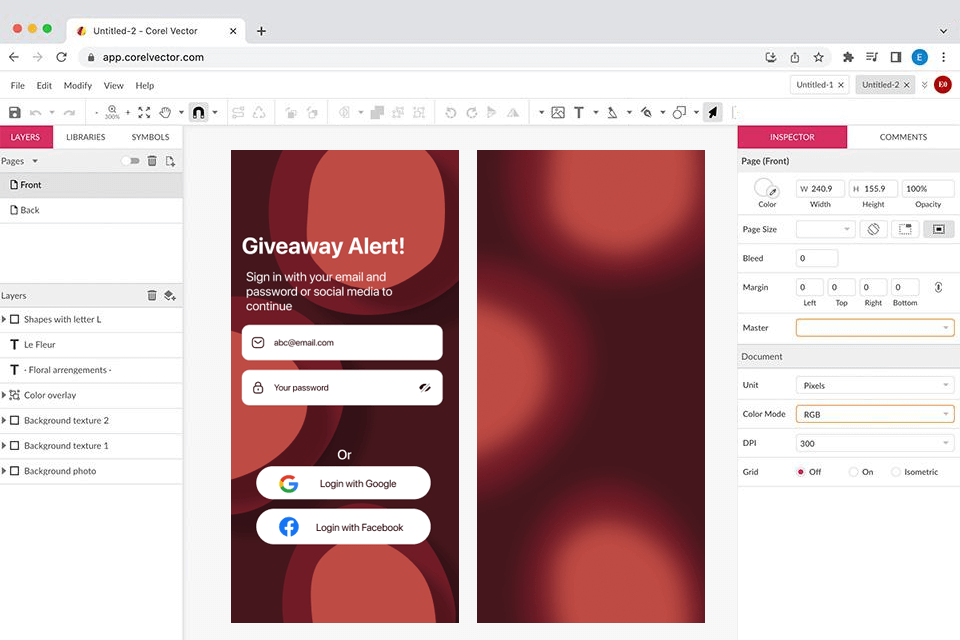 corel vector figma alternative interface