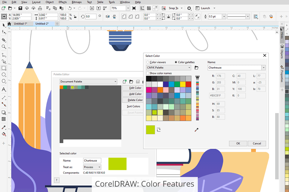 coreldraw color features