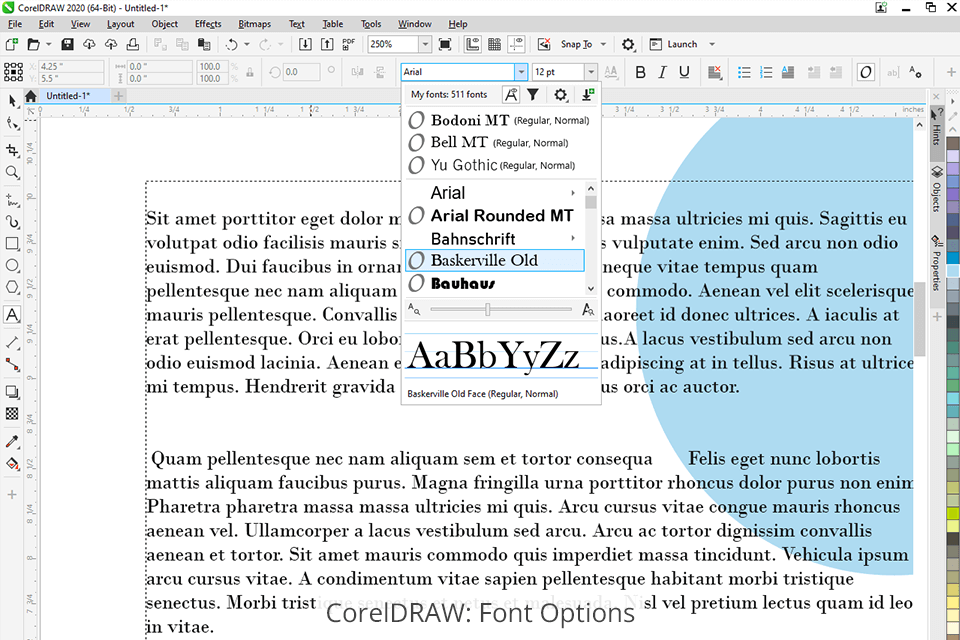 coreldraw fonts