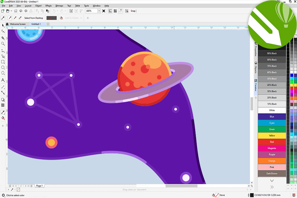 واجهة coreldraw