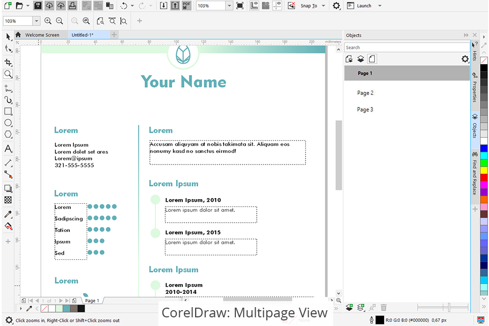 coreldraw multipage view