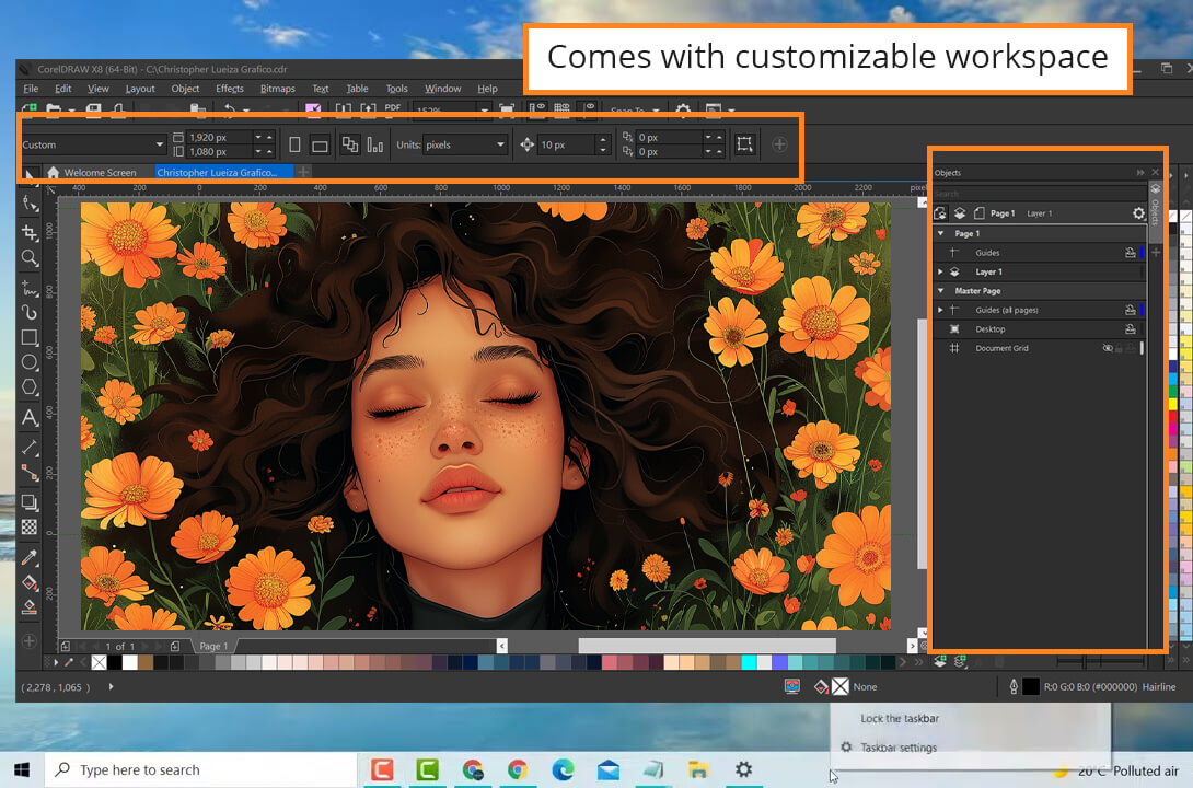 coreldraw x8 interface