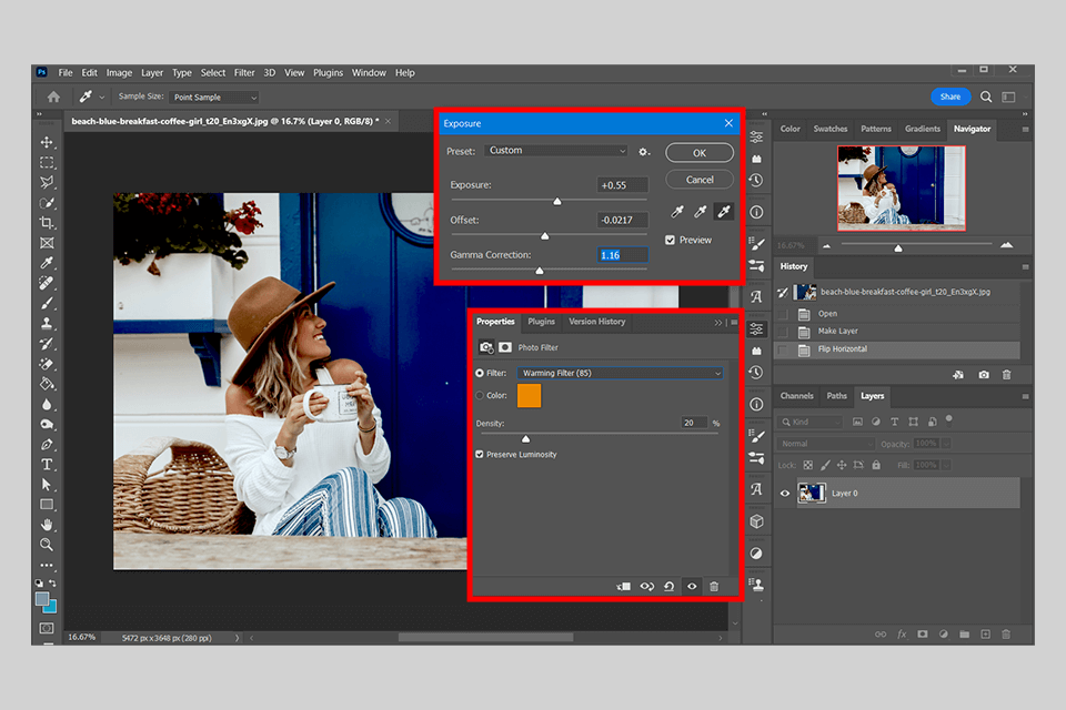 correct exposure in photoshop