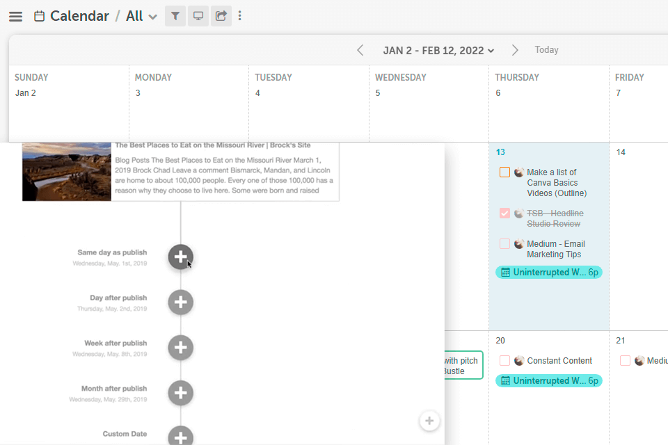 coschedule free social media scheduling tool interface