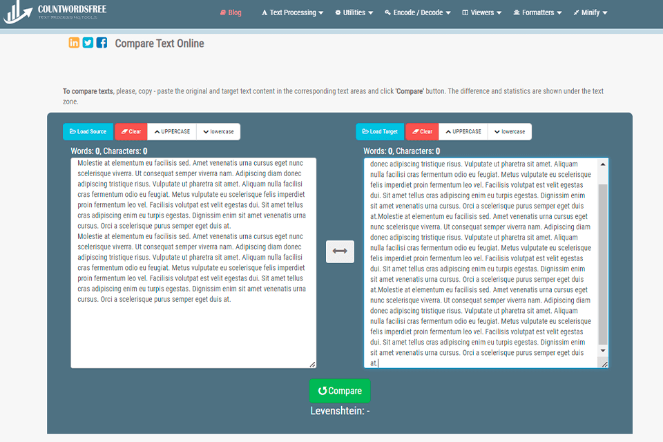 countwordsfree comparing texts