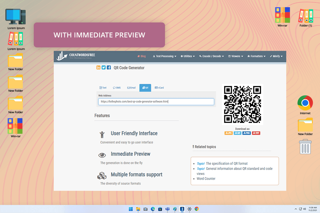 countwordsfree dynamic qr code generator interface