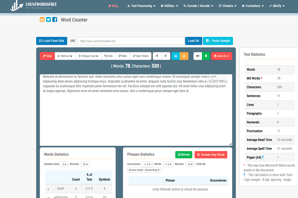 countwordsfree interface
