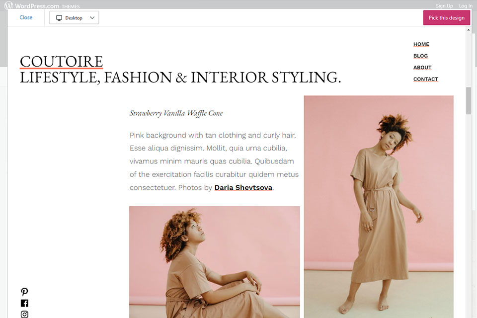 coutoire free wordpress theme for portfolios