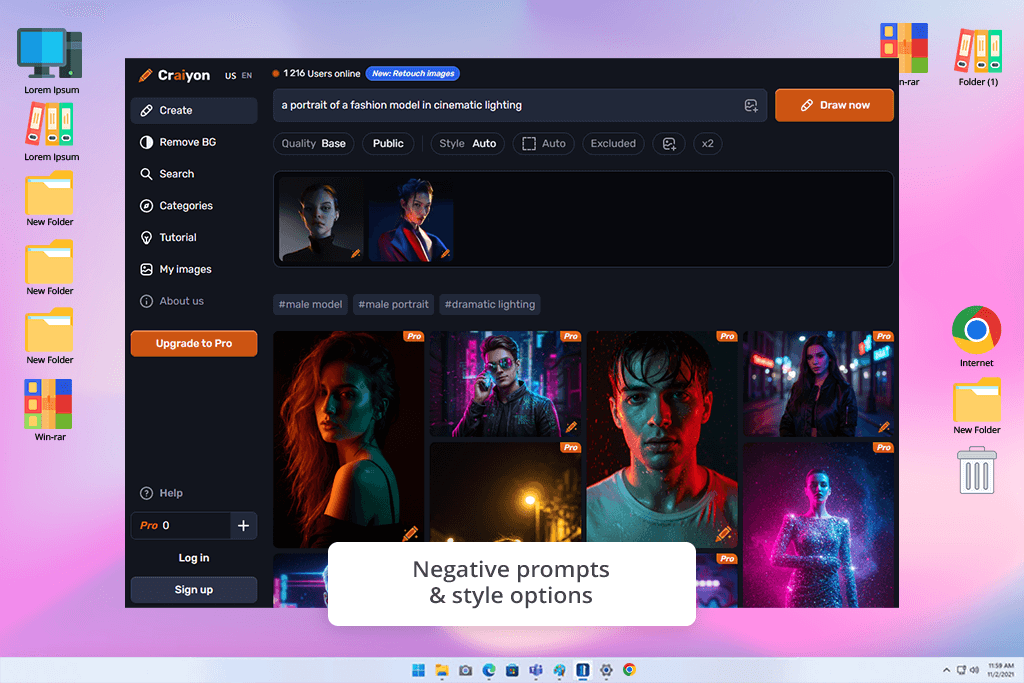 craiyon platform interface