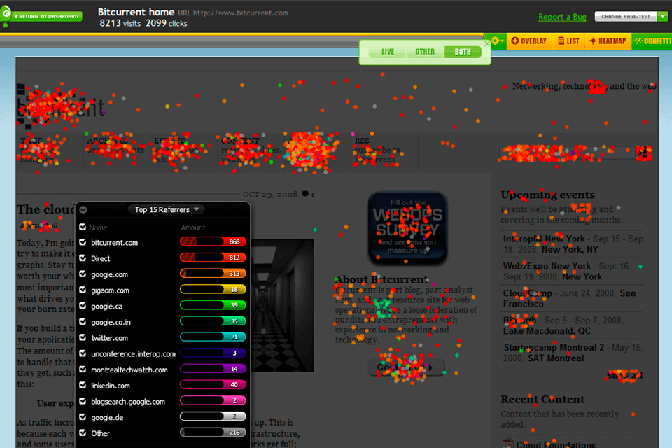 crazyegg web analysis tool interface